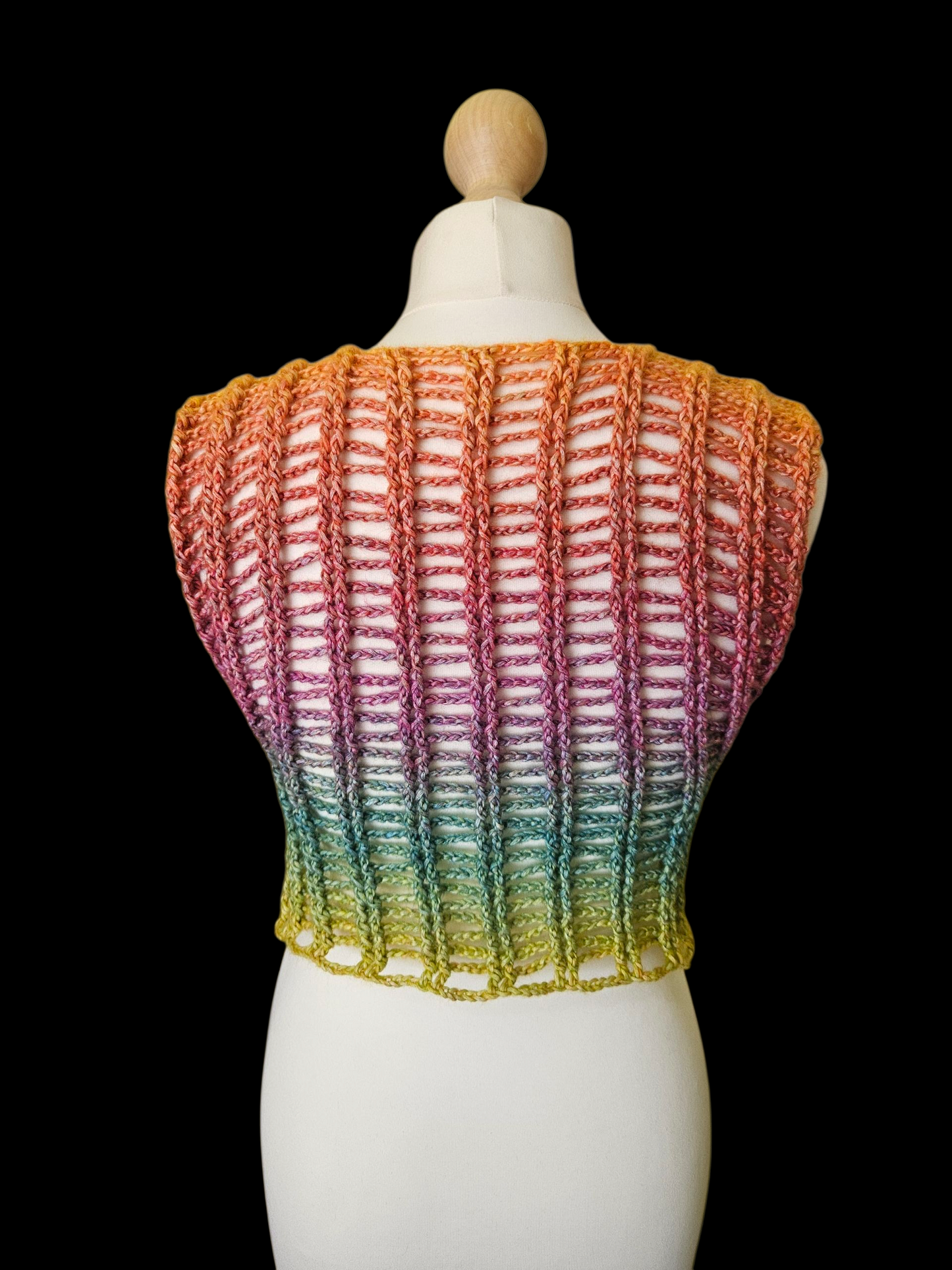 Mesh sleeveless rainbow cropped top