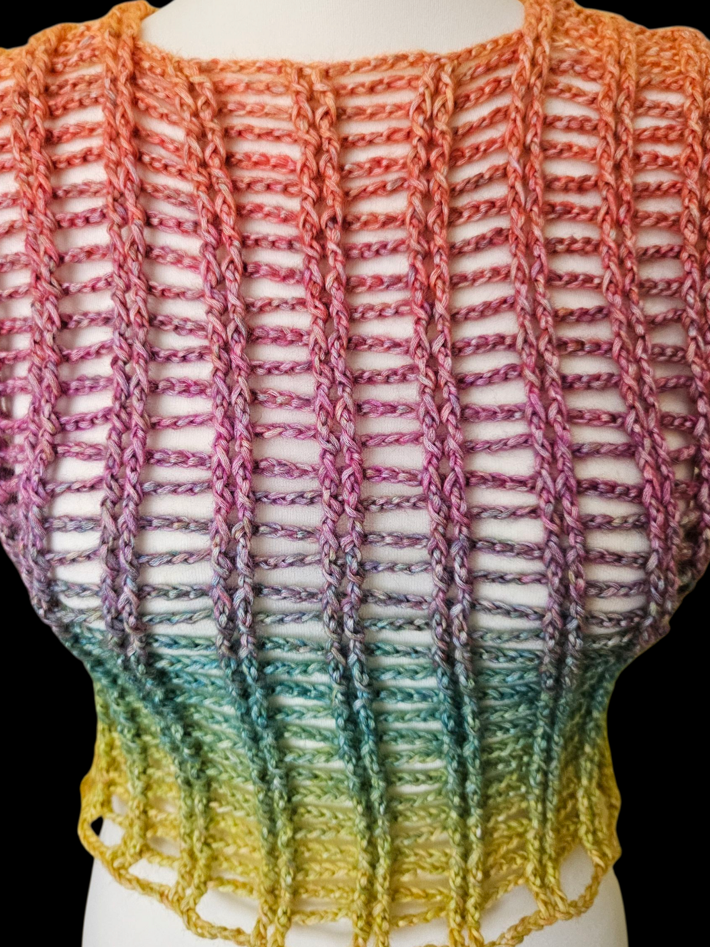 Mesh sleeveless rainbow cropped top
