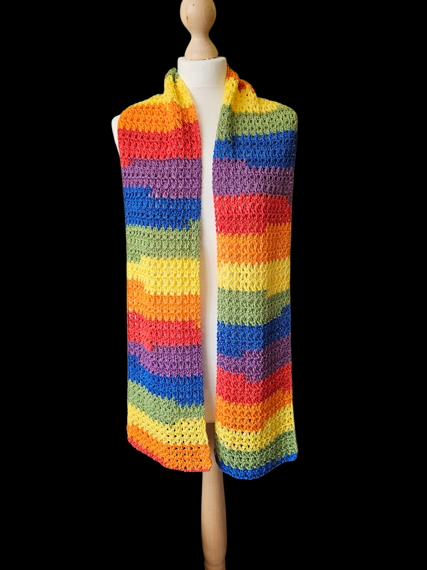 Crochet Long Rainbow Scarf