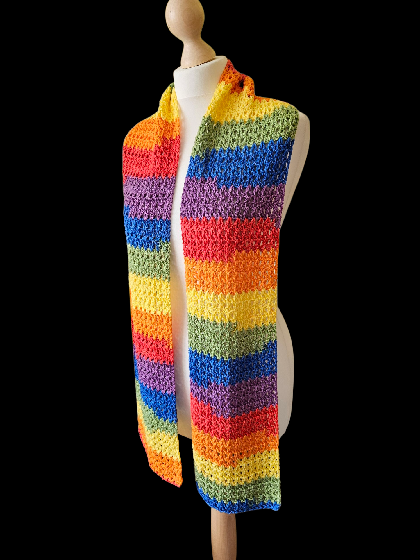 Crochet Long Rainbow Scarf