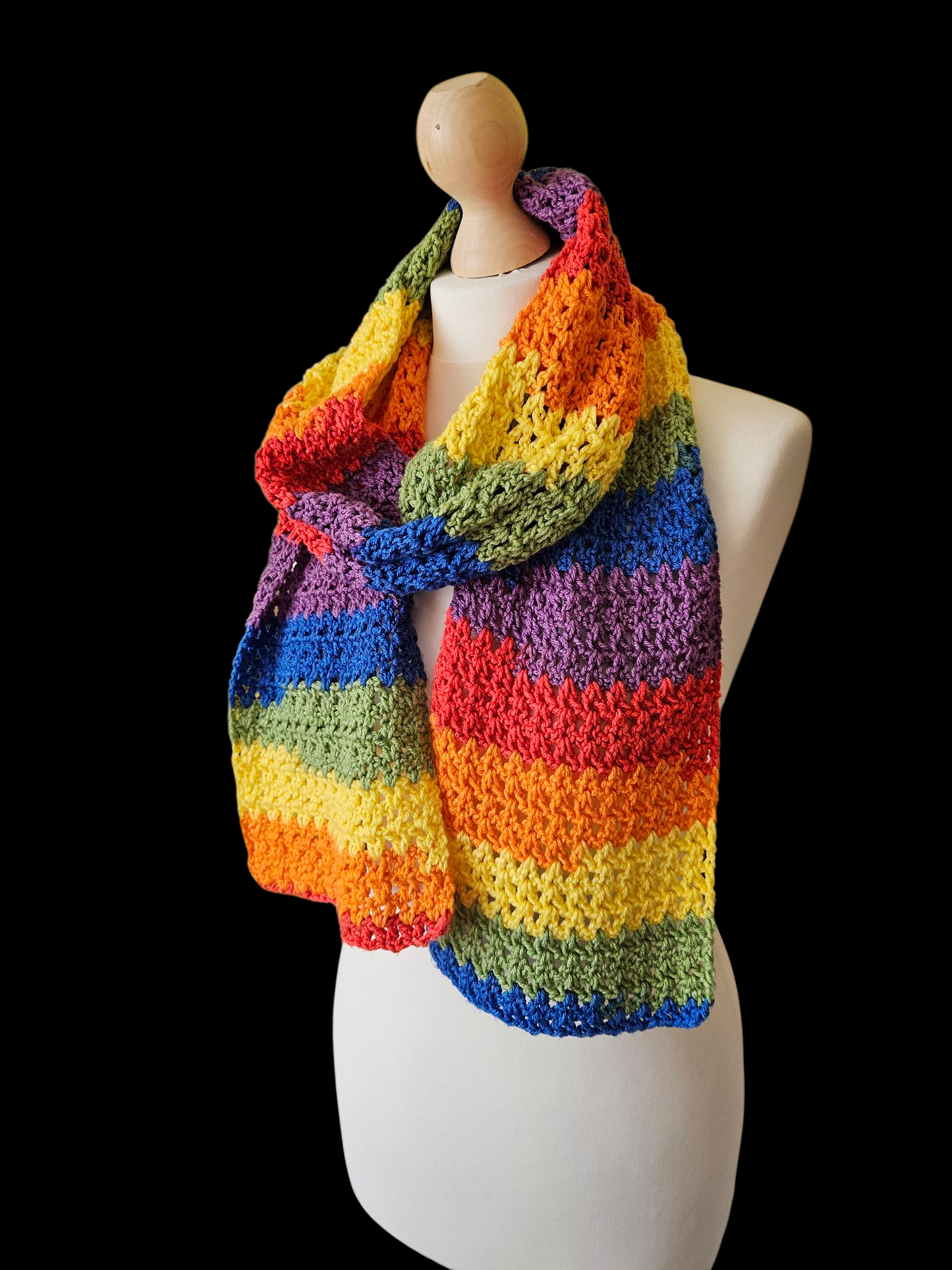 Crochet Long Rainbow Scarf