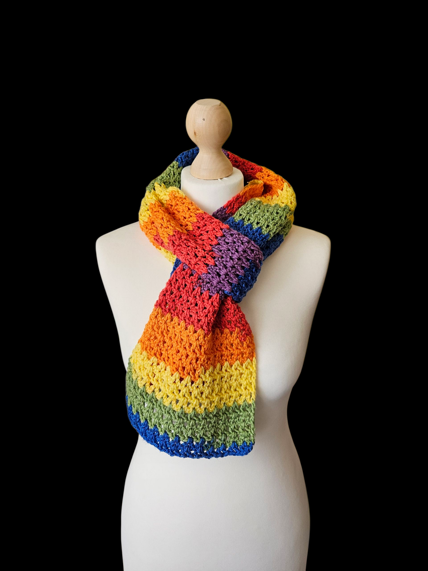 Crochet Long Rainbow Scarf