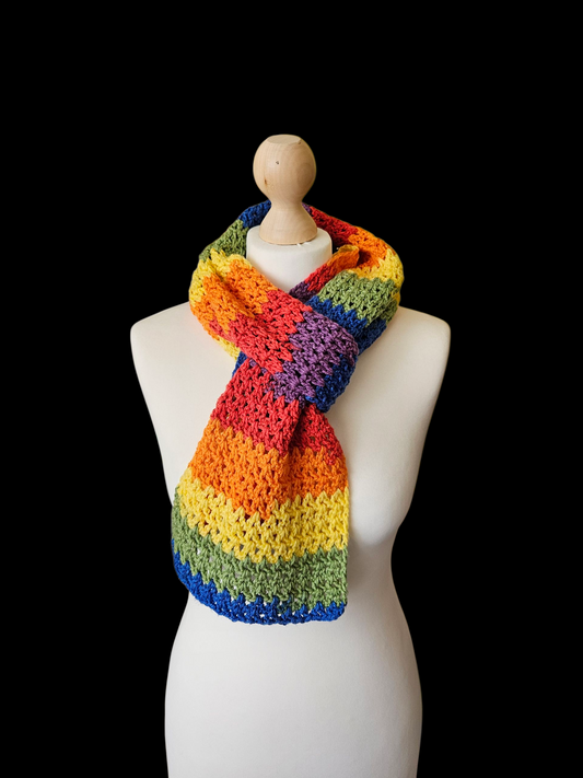 Crochet Long Rainbow Scarf