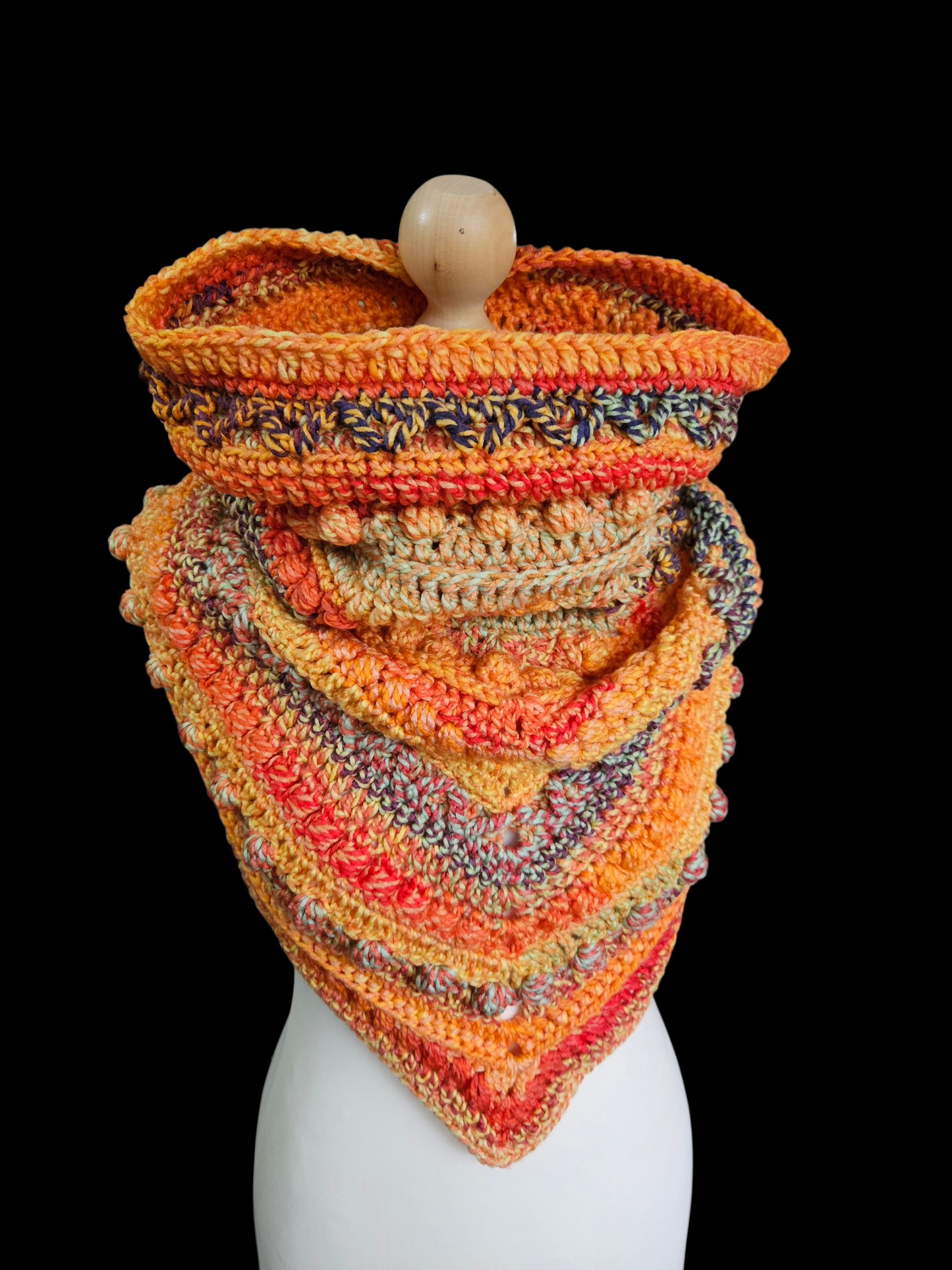 Hooded cowl scarf (colour - Painted Lady)