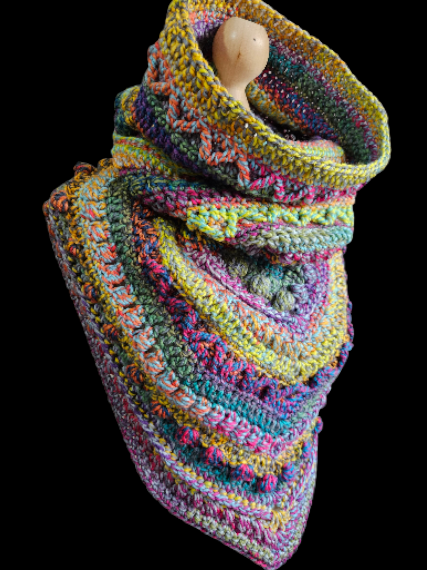 Hooded cowl scarf (colour - Paradise Birdwing)