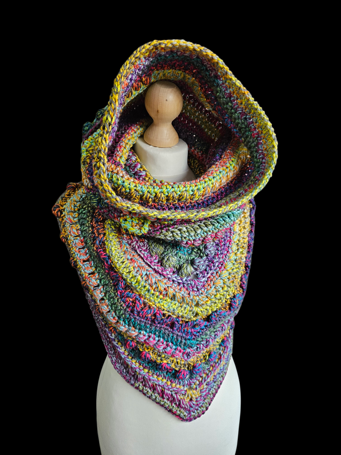 Hooded cowl scarf (colour - Paradise Birdwing)