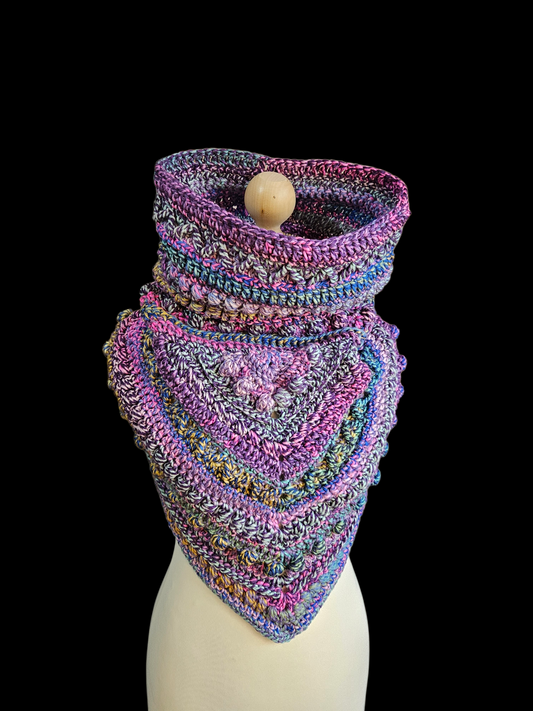 Hooded cowl scarf (colour - Rosy Maple)