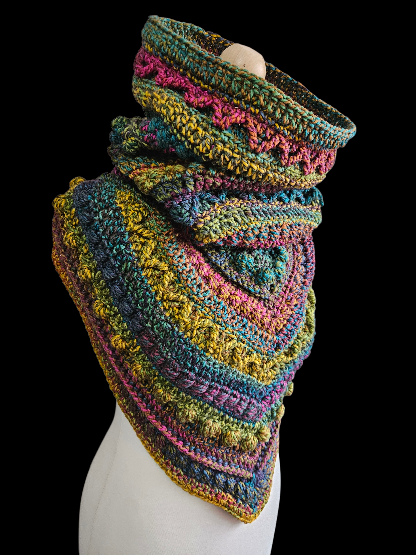 Hooded cowl scarf (colour - Madagascan Sunset)
