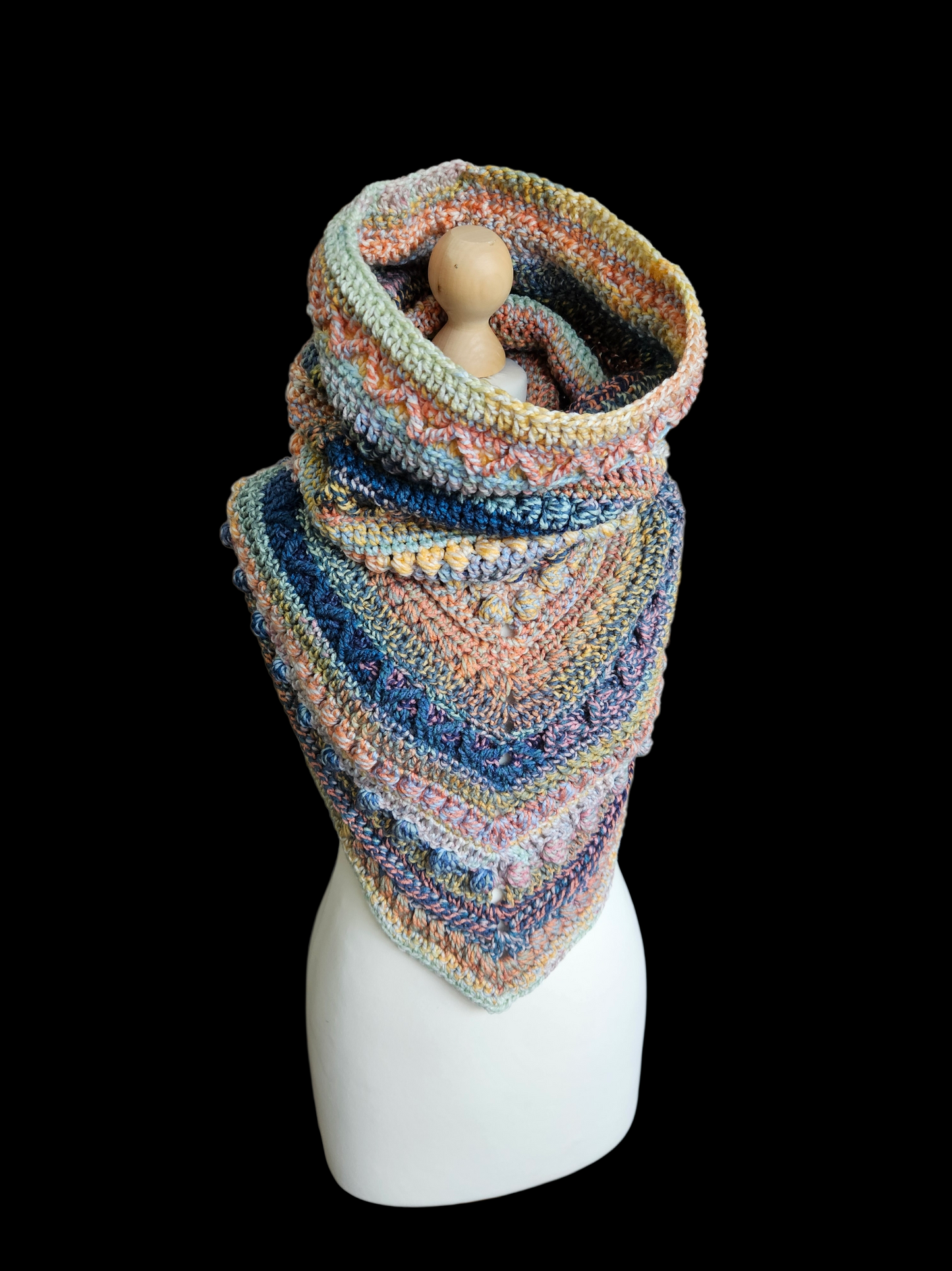 Hooded cowl scarf (colour - Holly Blue)