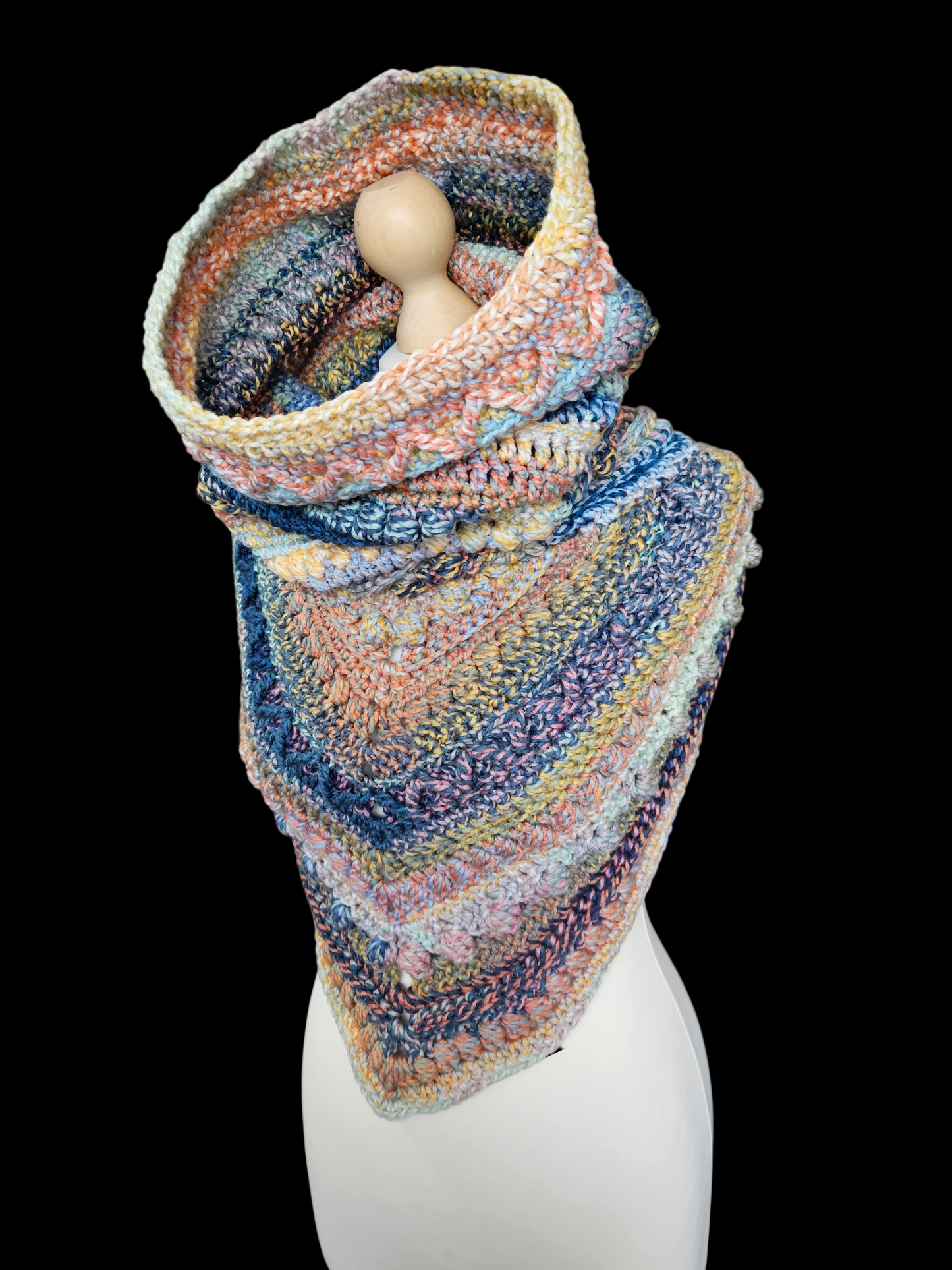 Hooded cowl scarf (colour - Holly Blue)