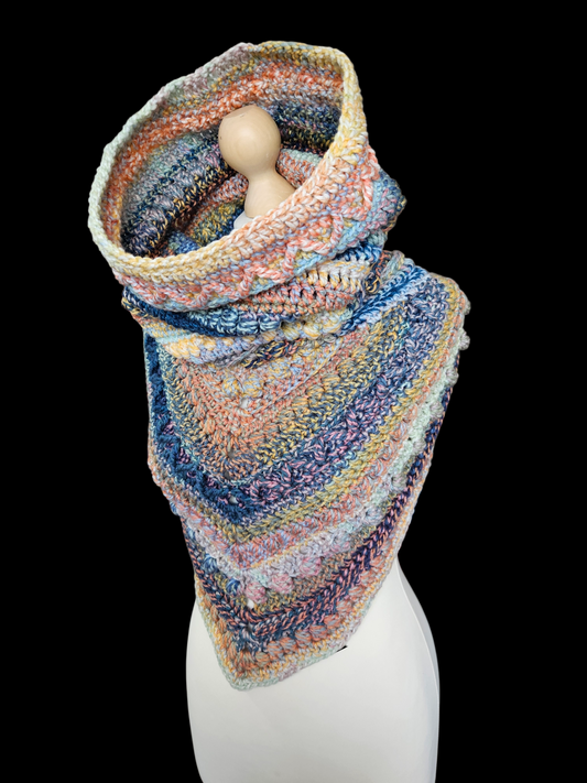 Hooded cowl scarf (colour - Holly Blue)