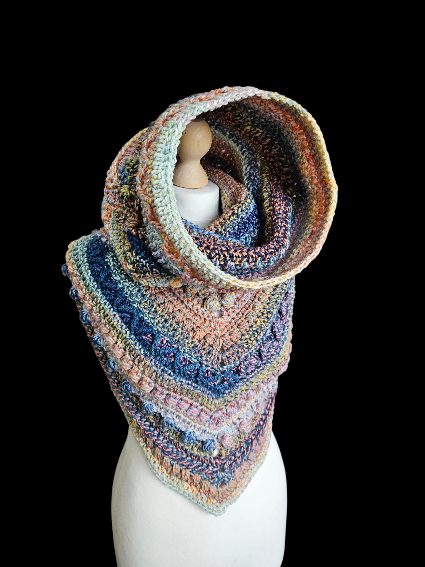 Hooded cowl scarf (colour - Holly Blue)