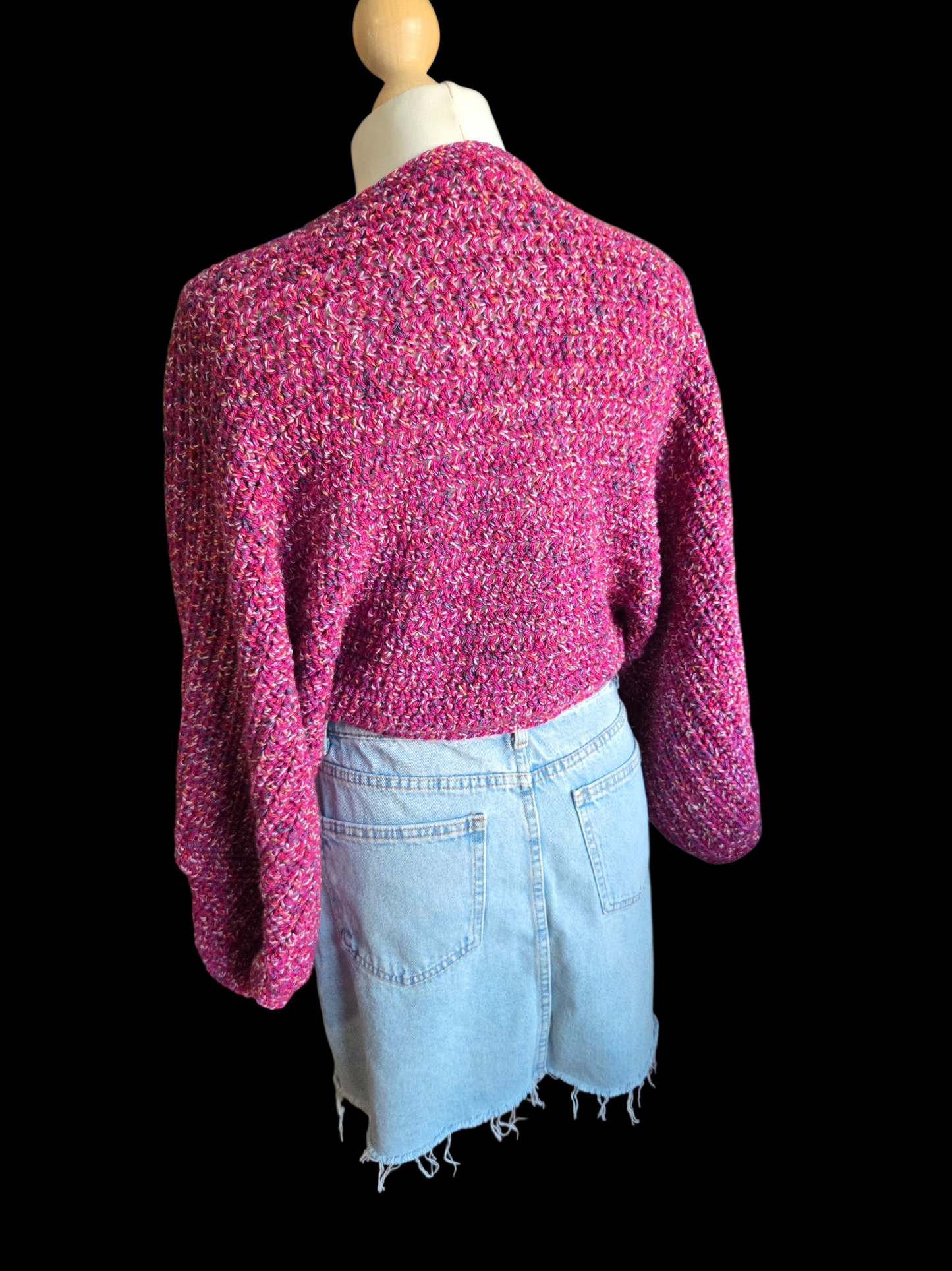 Wide Sleeve Crocheted Sweater Pullover Jumper