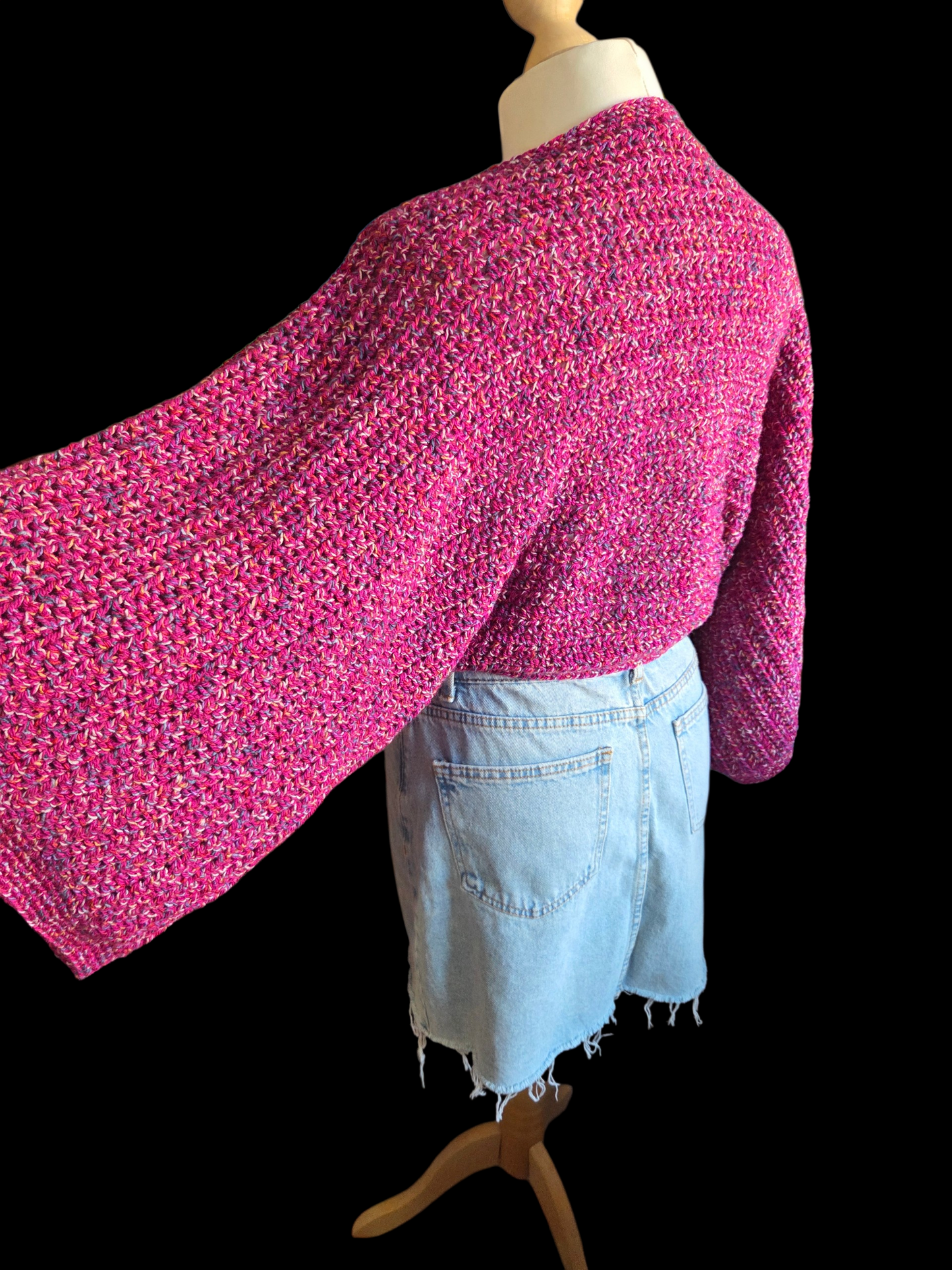 Wide Sleeve Crocheted Sweater Pullover Jumper