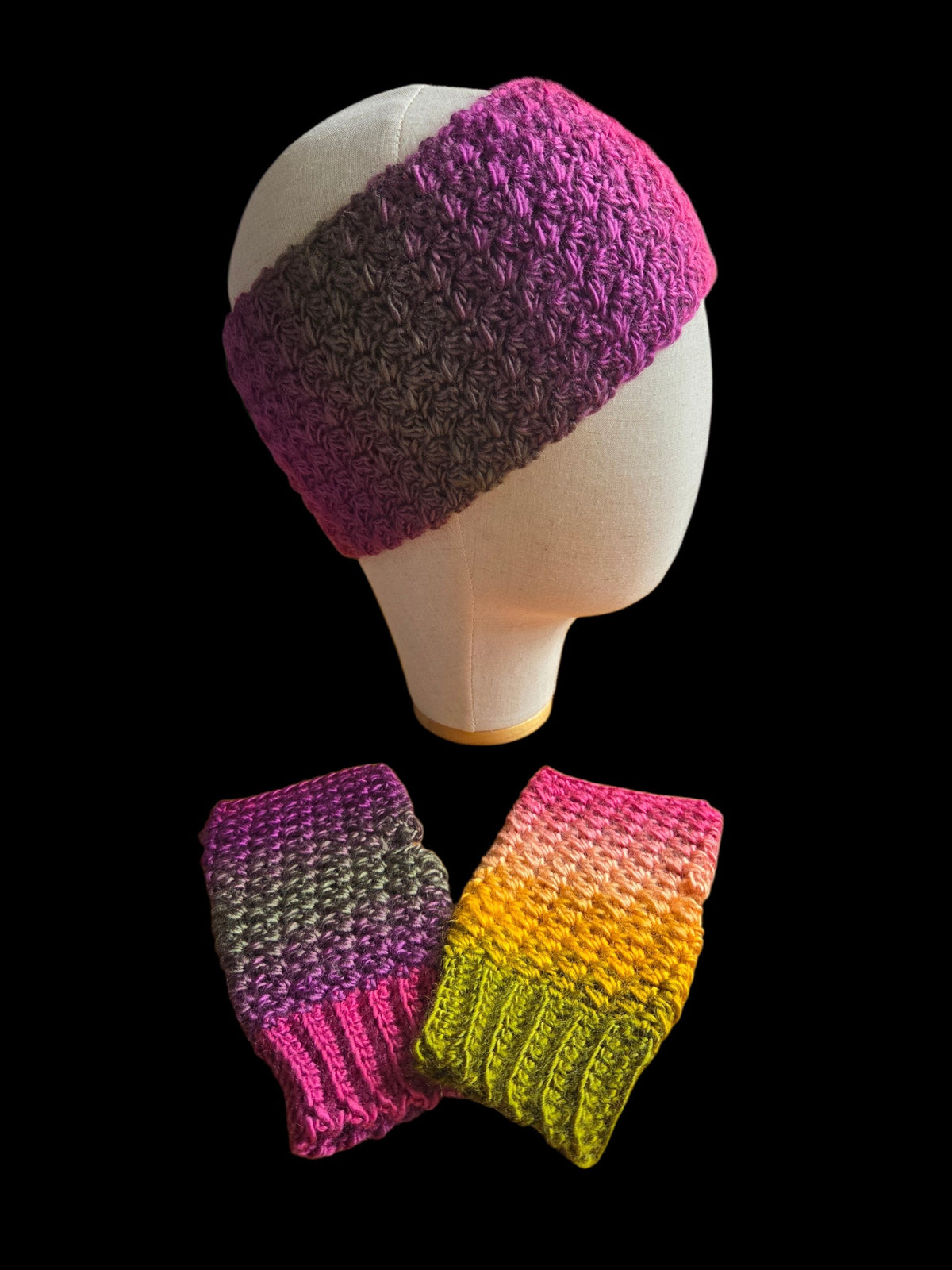 Crochet Ear warmer headband and Fingerless glove Set