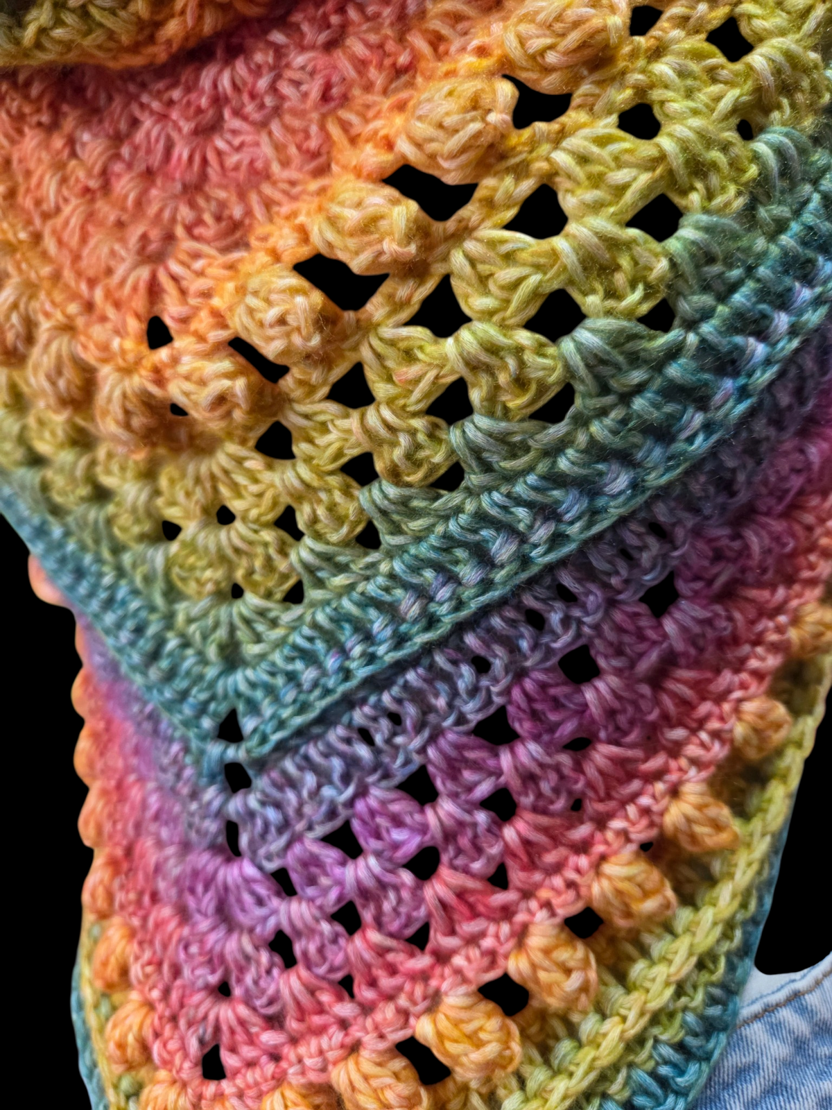 Hooded Cowl Scarf Rainbow