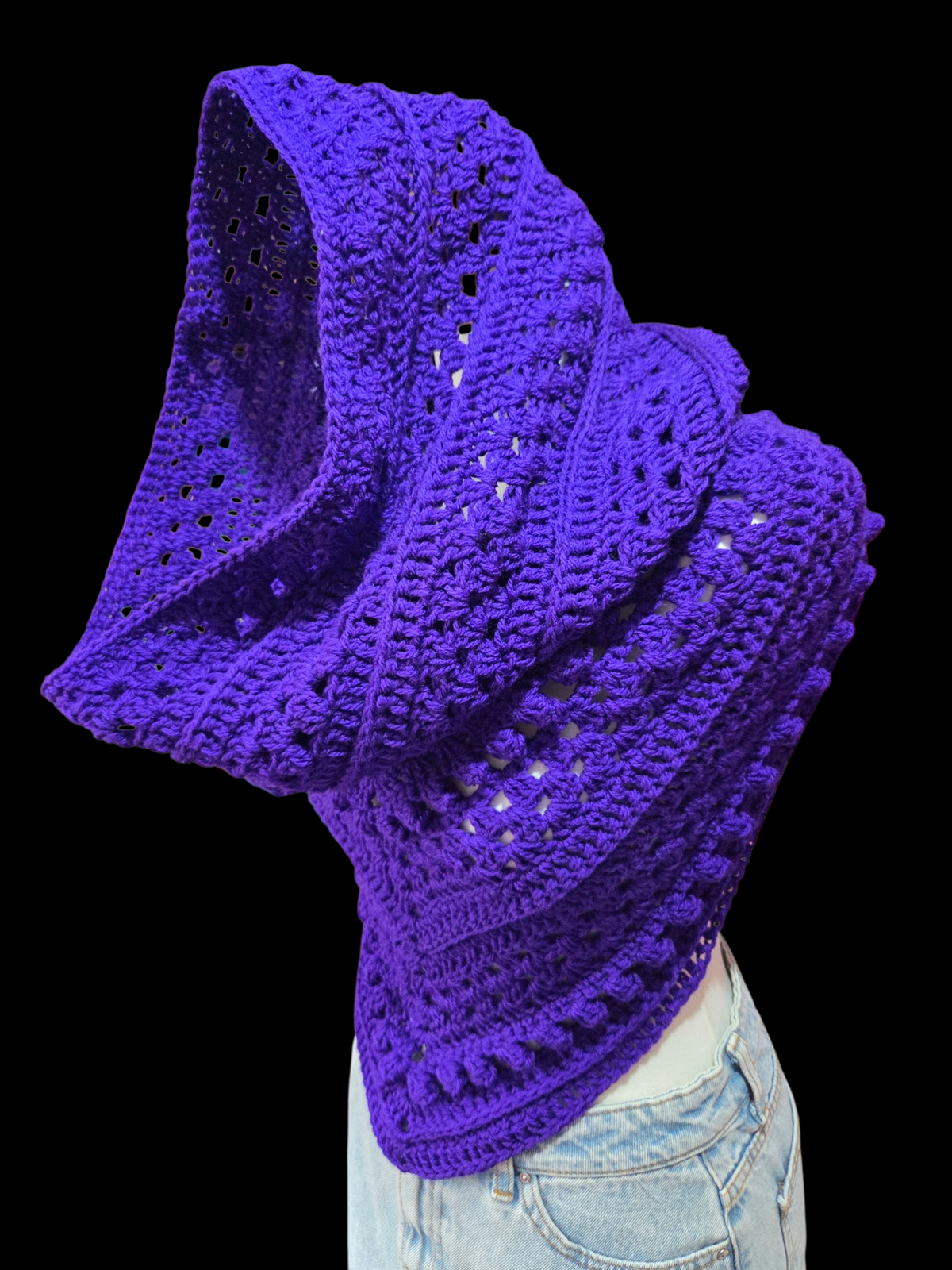 Hooded Cowl Scarf Purple