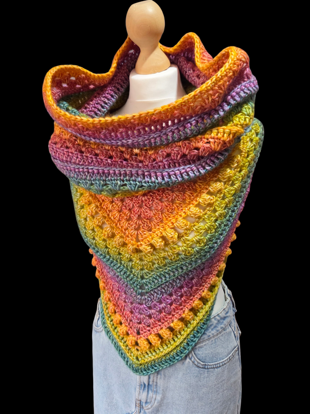 Hooded Cowl Scarf Rainbow