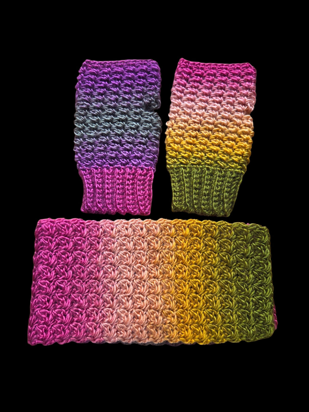 Crochet Ear warmer headband and Fingerless glove Set