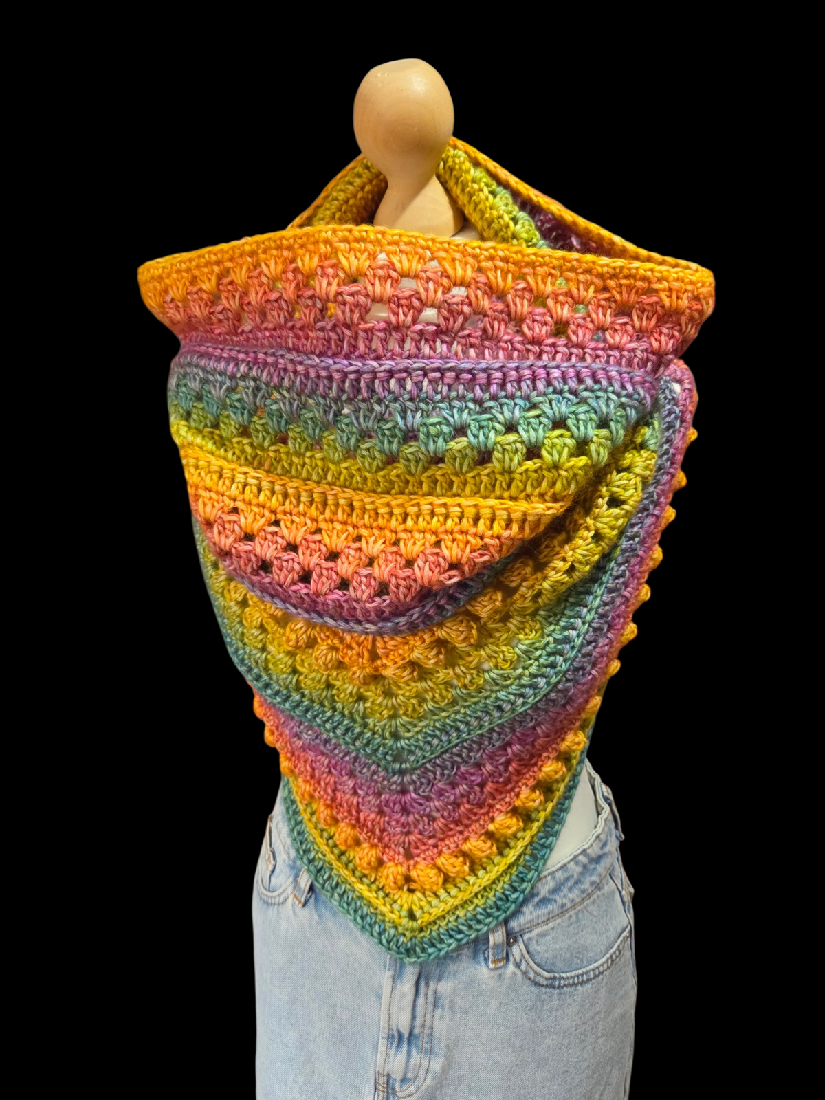 Hooded Cowl Scarf Rainbow